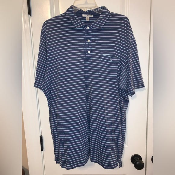 Men's Blue Striped Peter Millar Polo - Picture 1 of 4